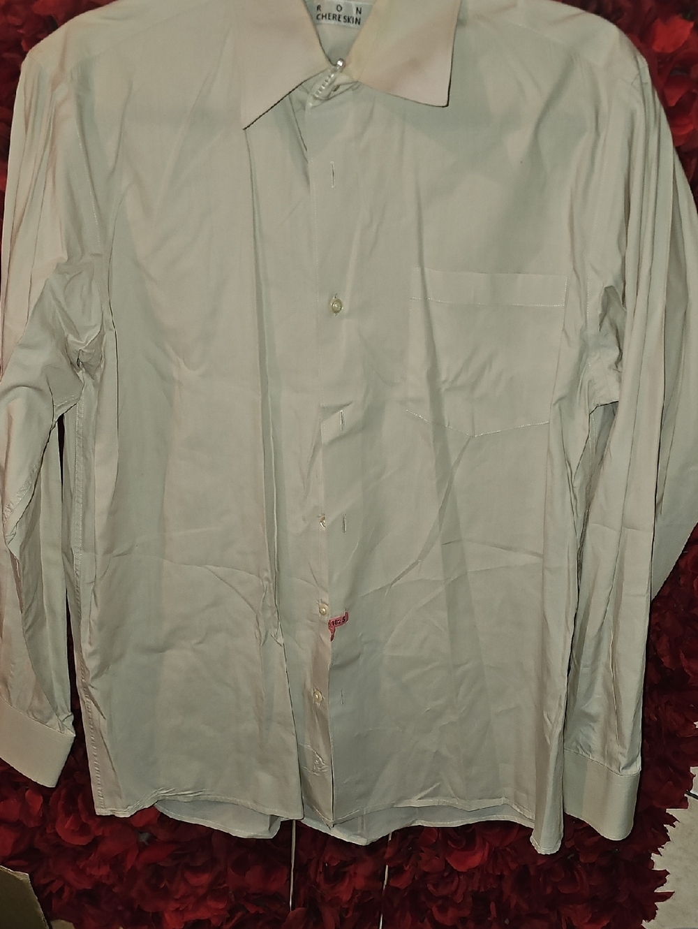 Ron Chereskin Men’s Cream  Long-Sleeve Dress Shirt Size 15½ 34-35